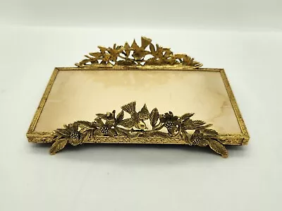 Vintage Matson 24KT Gold Plated Dogwood Bird Floral Vanity Tray K754 • $145