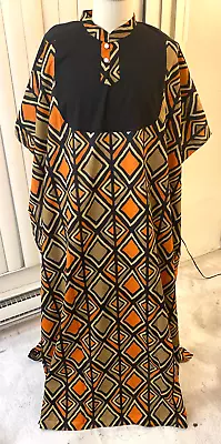 Kaftan Black African Print Tribal Women's Men's Unisex New Cotton Orange Olive • $40