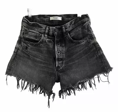 MOUSSY VINTAGE Perrysburg Distressed Black Cut Off Denim Jean Shorts Women's 24 • $85