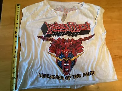 Vintage Judas Priest Defenders Of The Faith 1984 Tour Concert T-Shirt W Flaws • $50