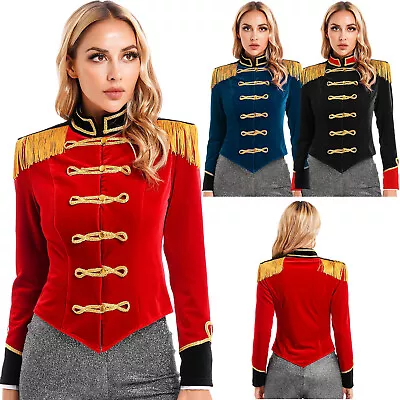 Women Circus Ringmaster Fringed Jacket Tops Velvet Coat Halloween Party Costume • $10.11