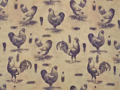 Fabric 100% Quilting Cotton French Rooster Stencil Cream Black Tan T51 • $59.99