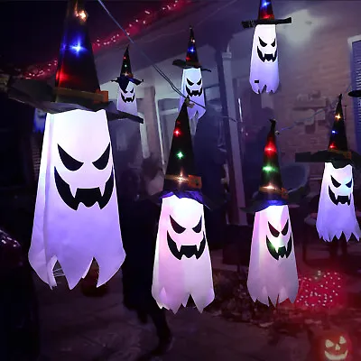 5x Halloween LED Light Ghost Witch Outdoor Garden Props Party Home Hanging Decor • £8.79