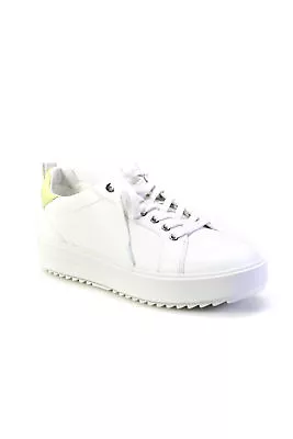 Michael Michael Kors Womens EMMETT Low Top Sneakers White Yuzu Green Size 7 • $67