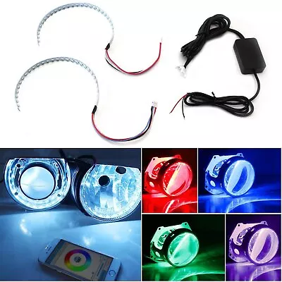 Bluetooth Remote Control RGB LED Demon Eye Halo Ring For Headlight Retrofit • $53.99