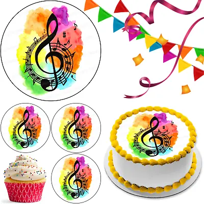 Music Sheet Note Cake Topper Party Deco Edible Birthday Celebration Cupcake Gift • £5.49