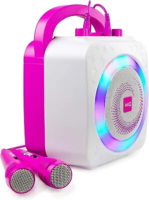 RockJam Bluetooth Karaoke Party Machine Speaker (pink) 2 Microphones LED 10-watt • £25