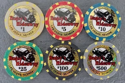 7 Chip Set 9g Clay Blend Bugsy's Hideaway Las Vegas $1 $5 $10 $25 $100 $500  +1 • $20