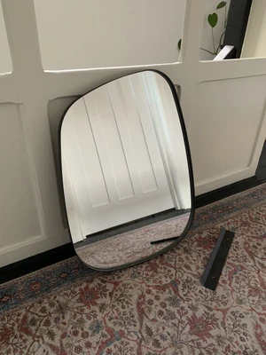 £40 • Buy Habitat Black Metal Large Modernist Asymmetric ‘Pebble’ Mirror Industrial RRP£95