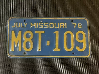 Missouri License Plate 1976 July M8t 109 • $24.99