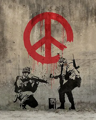 Banksy Soldiers Painting Peace Graffiti Art Giclee Canvas Print 16 X24  • $29.99