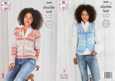 King Cole DK Knitting Pattern - 5698 Ladies Cardigan & Waistcoat • £1.50