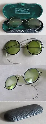 ANTIQUE VINTAGE GERMAN STYLISH SUN WIRE RIMMED GLASSES / 1930s • $119