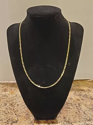 Vtg. 14k Solid Italian Yellow Gold 3mm Figaro Link Chain Necklace 18  5.4g  • $375