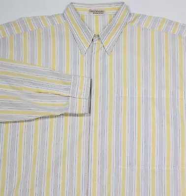 Gianni Versace Vintage 80s Yellow/White Striped Oversize Dress Shirt EU 50 US 40 • $60