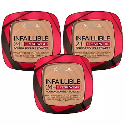 L'Oreal Paris Infallible 24H Fresh Wear Foundation Powder 260 Golden Sand 3pk • £36.99