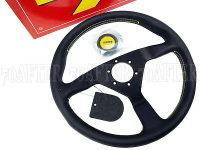 MOMO Steering Wheel Monte Carlo (350mm / Leather / Yellow Stitch / Yellow Horn) • $197.88