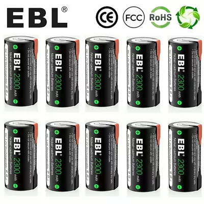 $145.99 • Buy EBL Sub C Cell 1.2V 2300mAh NiCd Rechargeable Battery Lot W/Tap For Power Tool