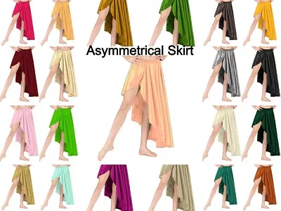 Women Satin A Line High Low Skirt Asymmetrical Skirt Mullet Party Skirt S72-1 • $25.18