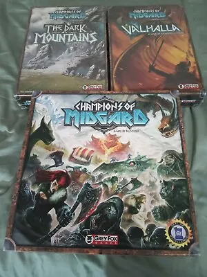 Champions Of Midgard Board Game Grey Fox Games W/ 2 Expansions USED See Details • $30