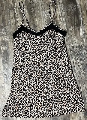 Marilyn Monroe Animal Cheetah Print Slip Dress Size Large Black Brown • $10