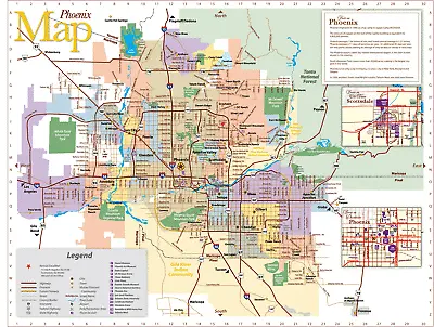 PHOENIX ARIZONA MAP POSTER PICTURE PHOTO PRINT Road City County South West • $9