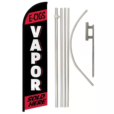 E-Cig Vapor Windless Banner Swooper Advertising Flag Pole Kit Vape Red • $79.95