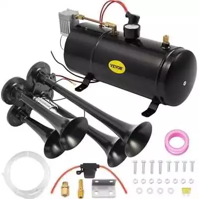 Powerful 4-Trumpet Train Air Horn Kit: 150dB 120 Psi Chrome Steel • $122.21