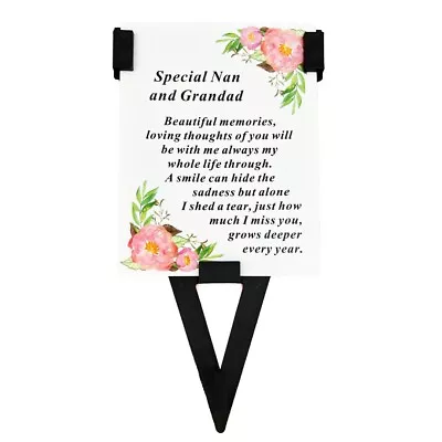 Special Nan And Grandad Flower Memorial Remembrance Verse Plastic Coated Card • £5.69