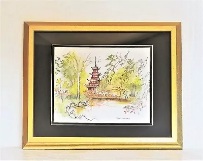 Vintage Mads Stage Print Lithograph Watercolor Tivoli Gardens Copenhagen Denmark • $79.99