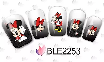 Nail Art Water Decals Stickers RED Mickey Mouse Minnie Mouse Bows (2253) • $2.05