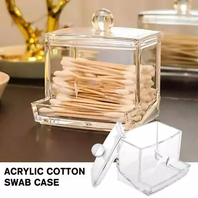 Clear Acrylic Cotton Pad Swab Q-tip Storage Bud Holder Case Box Cosmetic I1 H6T2 • $16.18
