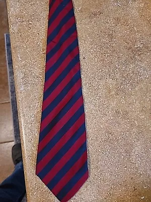 Vintage Atkinsons Irish Poplin Tie Silk & Wool Diagonal Stripes Red & Blue • $5.99