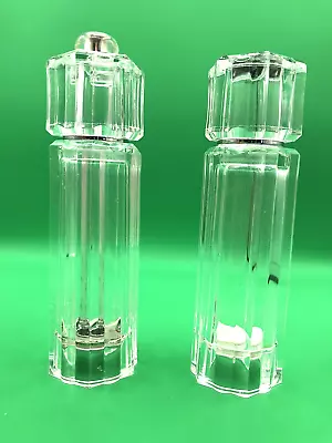 Vintage Lucite Acrylic Pepper Mill And Salt Shaker Mr. Dudley Brand Clear • $24