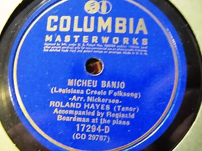 1939 CAJUN ROLAND HAYES Micheu Banjo Louisiana Creole Folksong COLUMBIA 17294 • $74.99