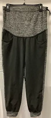 Maacie Maternity Joggers Pants Women Size M Black Stretch Drawstring Tapered Leg • $12.52