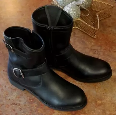 Nae Women's Odet Vegan Leather Biker Boots Double Buckle Size 8 Nib Nwd • $82.49