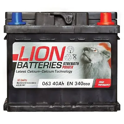 Lion Car Battery 063 12V 3 Year Guarantee 40AH 340CCA 0/1 B13 444770631 • £43.50