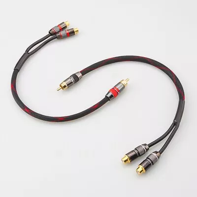 2 X PRO 20cm RCA PHONO Y SPLITTER CABLE 1 Male To 2 X Female CAR AMP SUB LEAD • £11.99