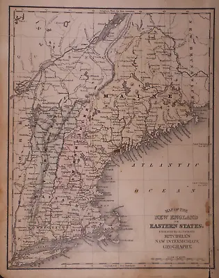 1890 Map NEW ENGLAND - MAINE NEWHAMPSHIRE VERMONT MASSACHUSETTS -(10x12)#P290 • $22.88