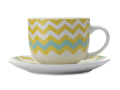 Maxwell & Williams Designer Colour Bolt Breakfast Cappucino Cup & Saucer 475ml • £7.79