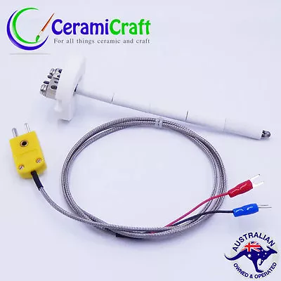 Thermocouple K Type + Lead Wire Sensor Probe Pottery Thermometer Pyrometer 1300 • $33.45