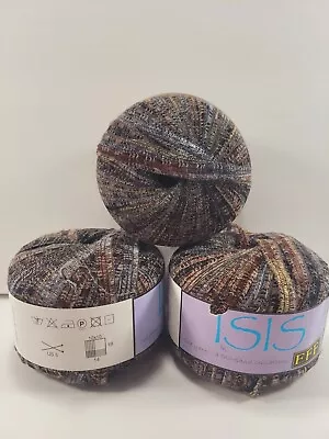 Filati FF Isis Yarn 3 Skeins Color 818 Multi Metalic Brown Ribbon Made In Italy • $15