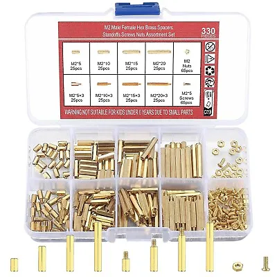 330 Pcs M2 Male Female Brass Hex Spacer Standoffs Screws Nuts Brass Spacer Hex • $14.49