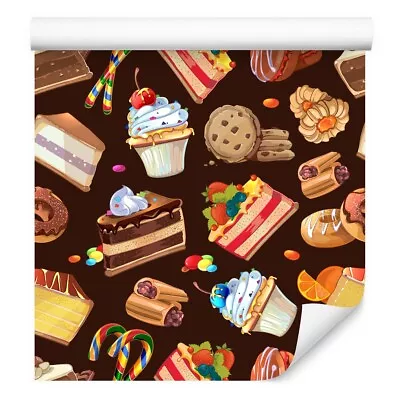 10m FLEECE Wallpaper Rolls Kitchen Colorful Cake CANDY Cupcakes XXL 5588 • £38.77