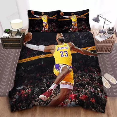 Los Angeles Lakers Lebron James Dunking Photograph Bed Sheet • $59.99