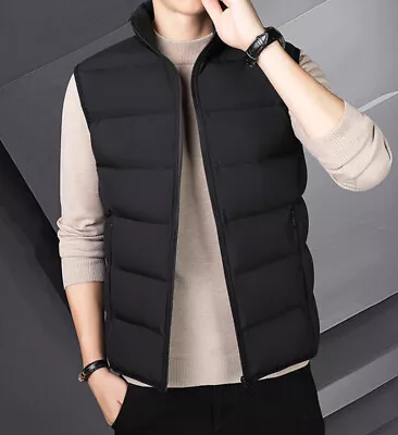 New Winter Cotton Puffer Vest Men's Warm Coat Zipper Sleeveless Jacket Waistcoat • $27.54