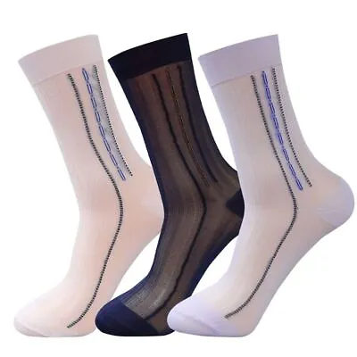 1 Pair Vintage Silk Sock Men Nylon Thin Breathable Husbands Fathers Solid Color • $6.99