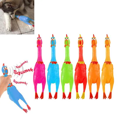 Hilarious 16  Rubber Screaming Chicken Toy Kids Pets Funny Squeaky Chewy Novelty • $10.47
