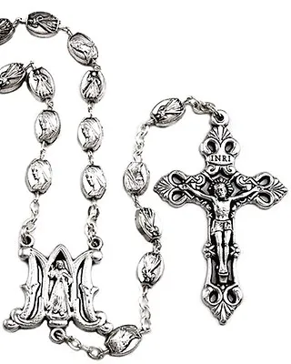 New  Made In Italy Divine Mercy Our Lady Of Medjugorje Silver Metal Bead Rosary  • $23